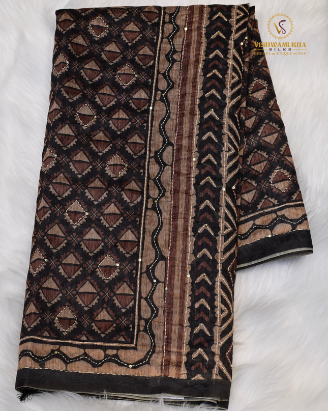 Chanderi Saree-VSC50 Brown