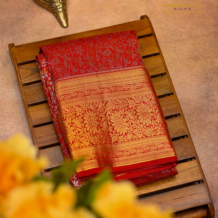 Semi pattu sarees-VSSP54B Red