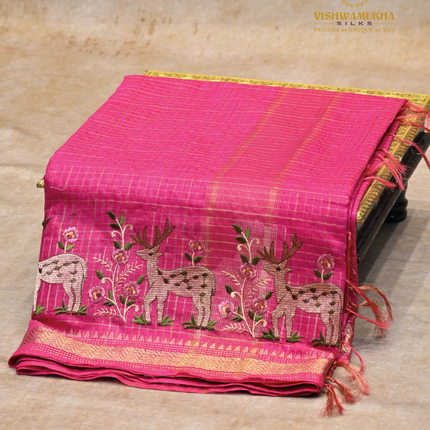 Chanderi saree-VSC29 Pink(1)