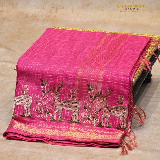 Chanderi saree-VSC29 Pink(1)