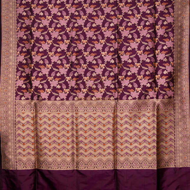 MAROON PURE BANARAS KATAN