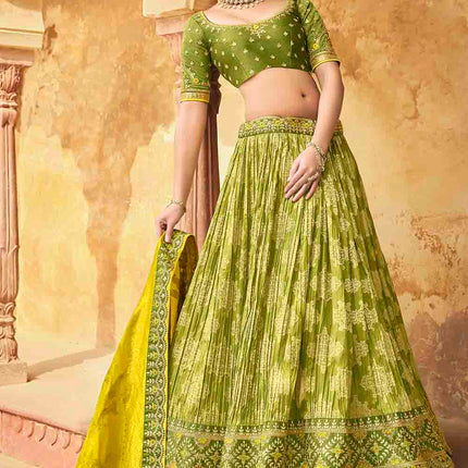 Jade Green Banarasi Silk Lehenga