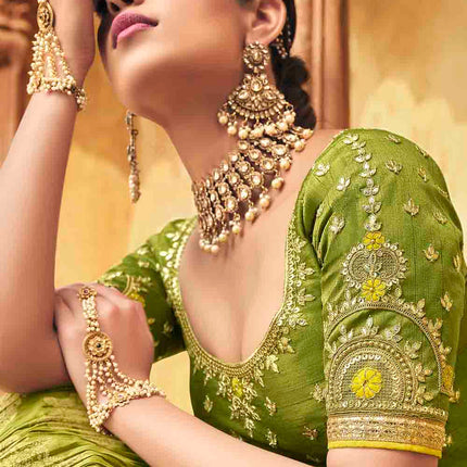 Jade Green Banarasi Silk Lehenga
