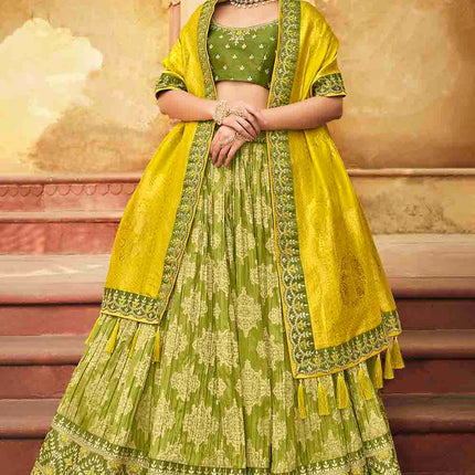 Jade Green Banarasi Silk Lehenga
