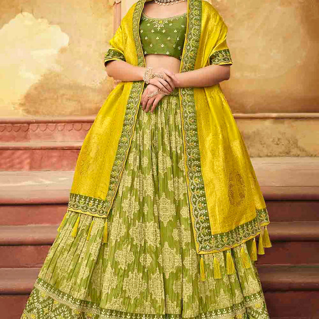 Jade Green Banarasi Silk Lehenga