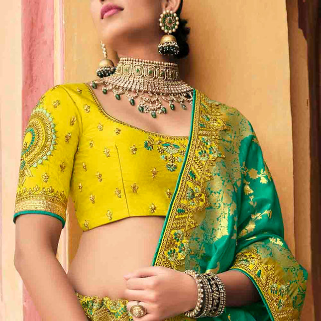 Light Yellow Banarasi Silk Lehenga