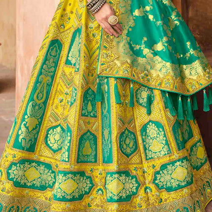 Light Yellow Banarasi Silk Lehenga