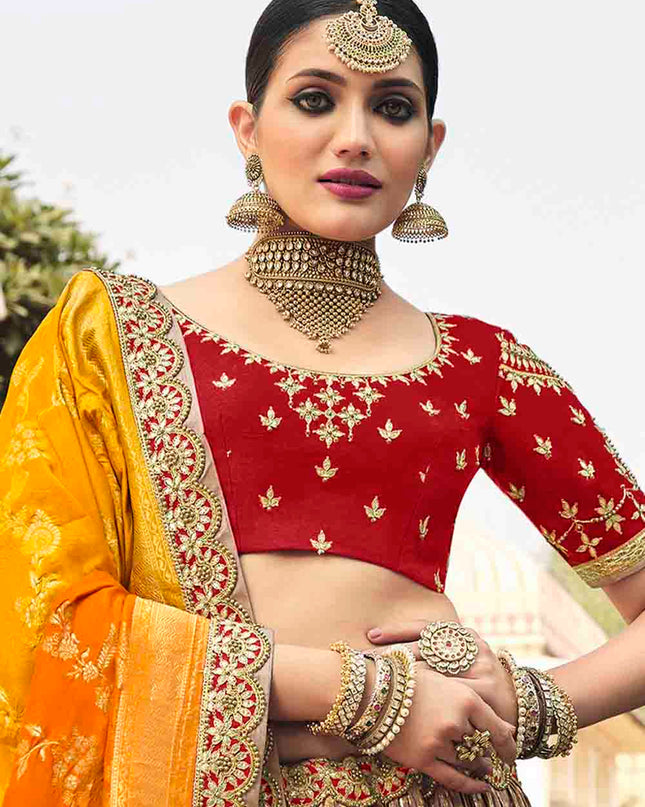 Colourfully Harmonious Banarasi Silk Lehenga