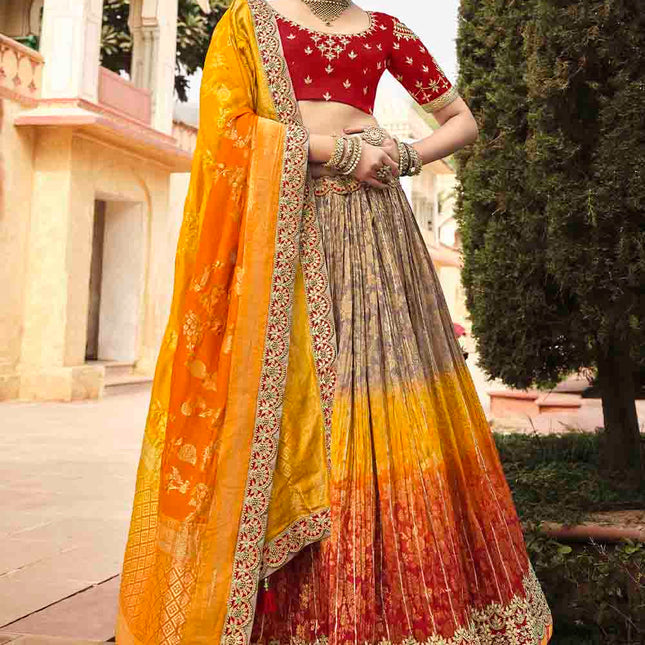 Colourfully Harmonious Banarasi Silk Lehenga