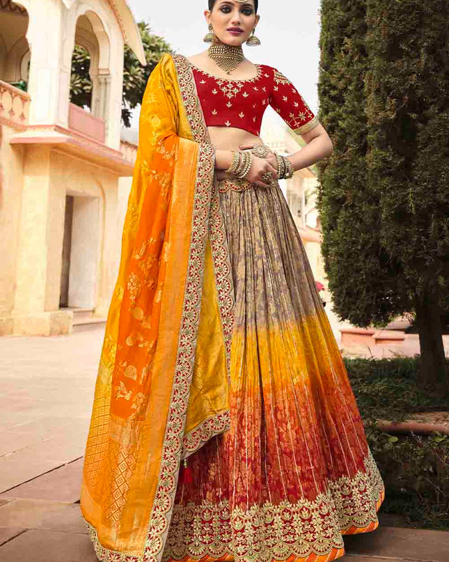 Colourfully Harmonious Banarasi Silk Lehenga