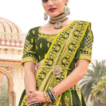 Moods Of Green Banarasi Silk Lehenga Choli
