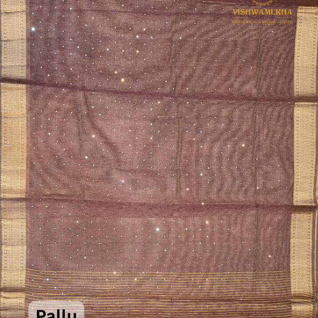 Jute Tissue Mirror work-VSJTC2 Wine