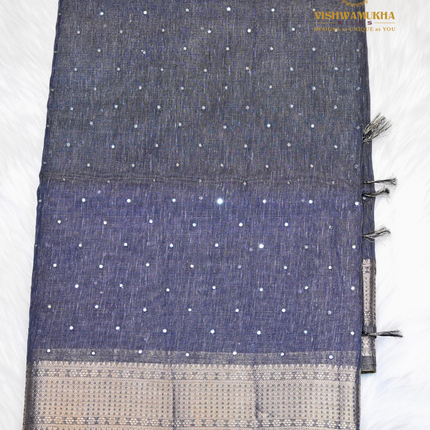 Jute Tissue Mirror work-VSJTC2A Blue