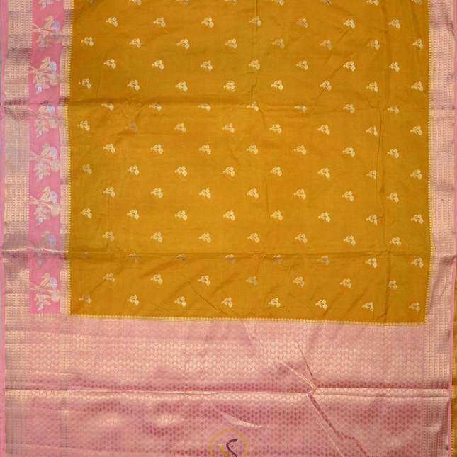 Chanderi Sarees-VSC37 Mustard-Pink