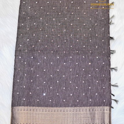 Jute Tissue Mirror work-VSJTC2B Elephant grey