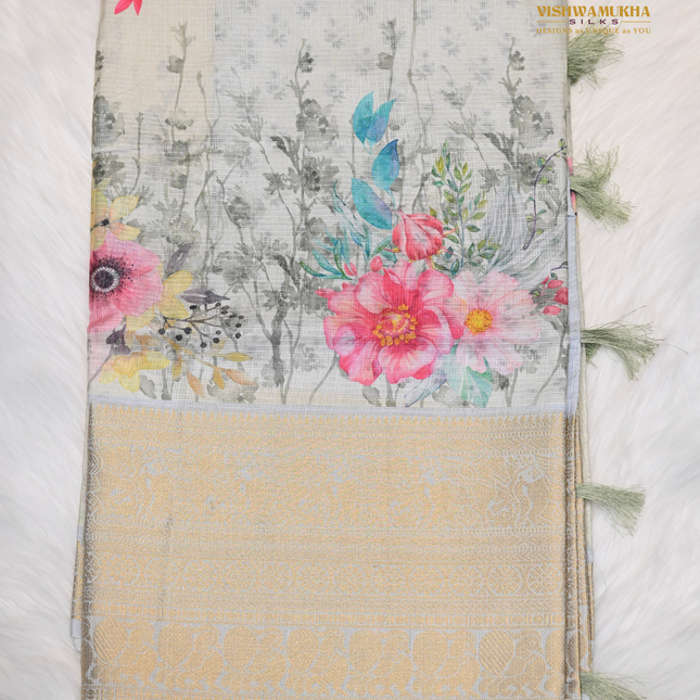 Silk Kota Sarees-VSSK2B Glacier grey