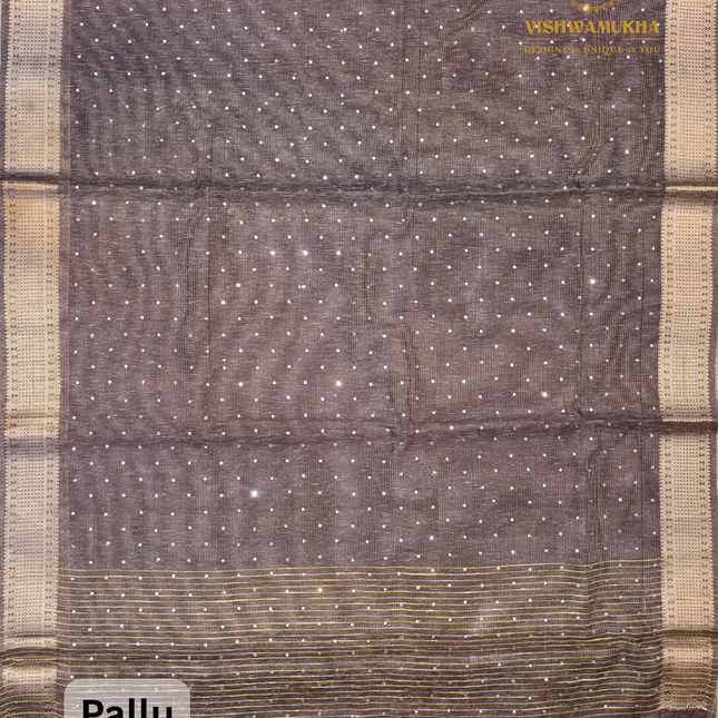 Jute Tissue Mirror work-VSJTC2B Elephant grey