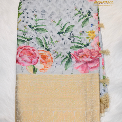 Silk Kota Sarees-VSSK2C Glacier grey