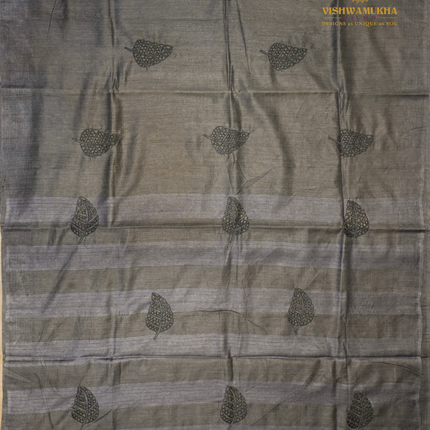 Bhagalpur Jute saree-VSBGC3C Elephant Grey