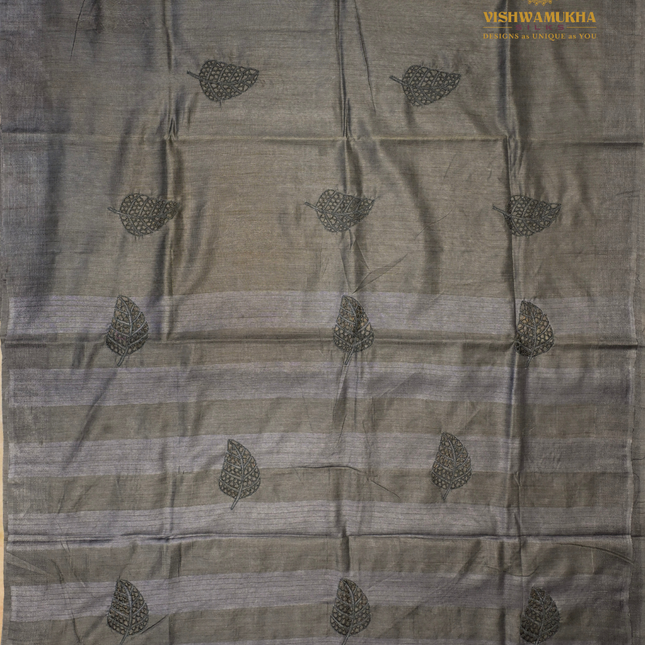 Bhagalpur Jute saree-VSBGC3C Elephant Grey