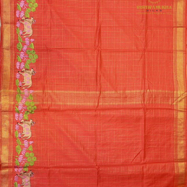 Chanderi saree-VSC27 Tomato (1)
