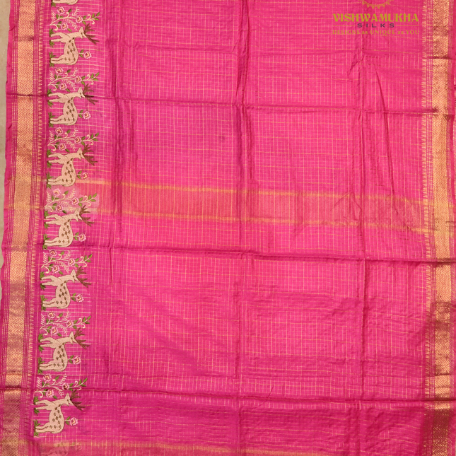 Chanderi saree-VSC29 Pink(1)