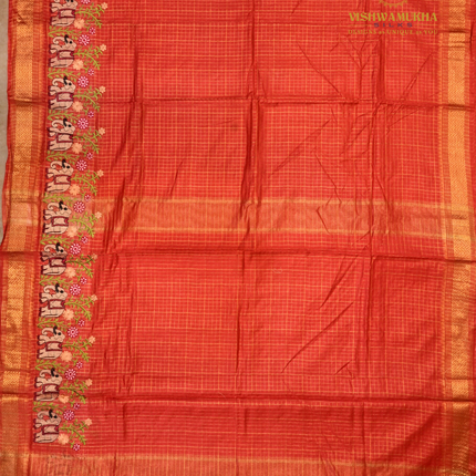 Chanderi saree-VSC30 Tomato (1)