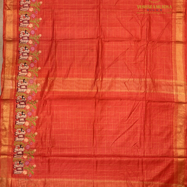 Chanderi saree-VSC30 Tomato (1)