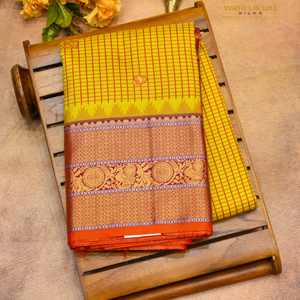 Semi Gadwal Sarees-VSGSP1 yellow