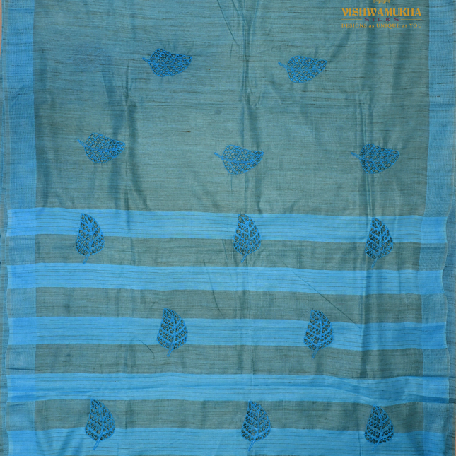 Bhagalpur Jute saree-VSBGC3B blue