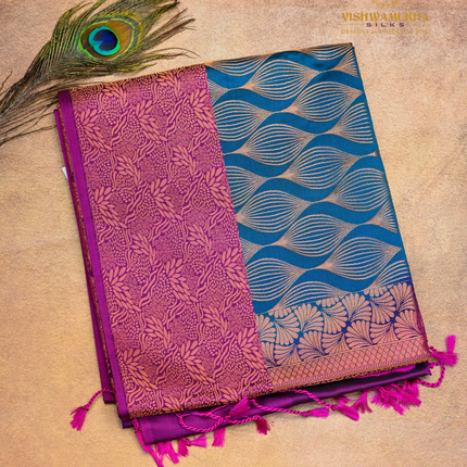 Semi Soft Pattu-VSSP50B peacock Blue