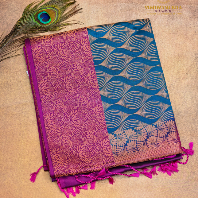 Semi Soft Pattu-VSSP50B peacock Blue