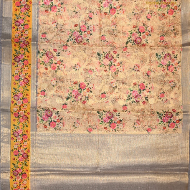 Semi Chiniya Silk Sarees-VSCS1 cream