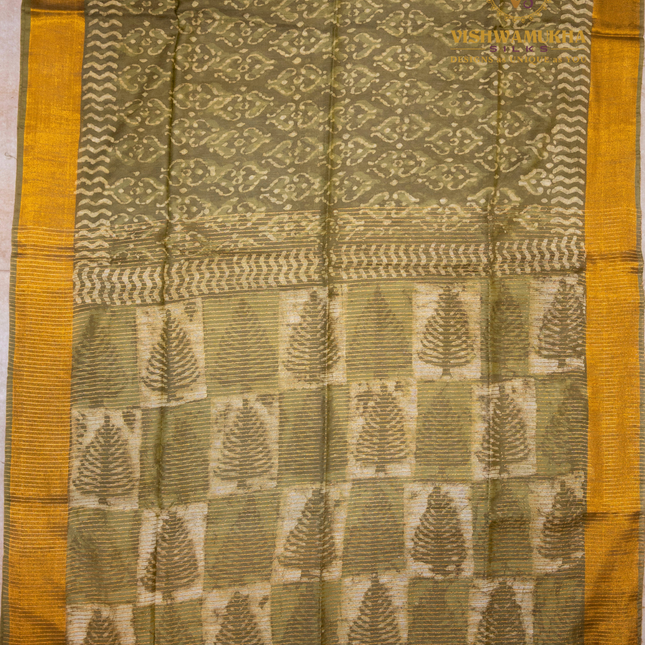 Chanderi Saree-VSC2 Mehandi Green