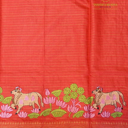 Chanderi saree-VSC27 Tomato (1)
