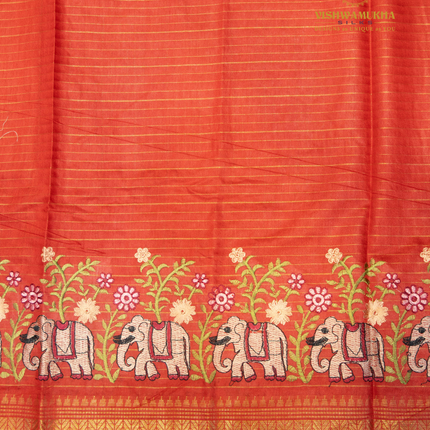 Chanderi saree-VSC30 Tomato (1)