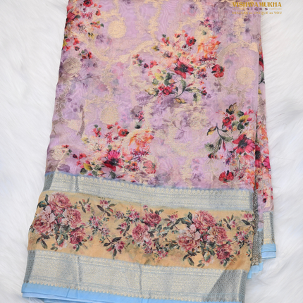 Semi Chiniya Silk Sarees-VSCS1B Lavender