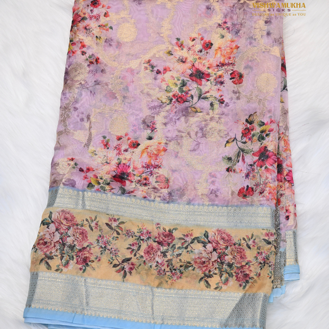 Semi Chiniya Silk Sarees-VSCS1B Lavender
