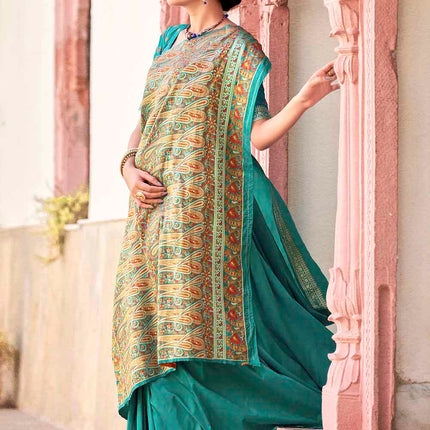 Coral Blue Woven Banarasi Silk Saree with Paisley Motifs Pallu