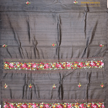 Semi Tussar-VSST8C Charcoal Grey