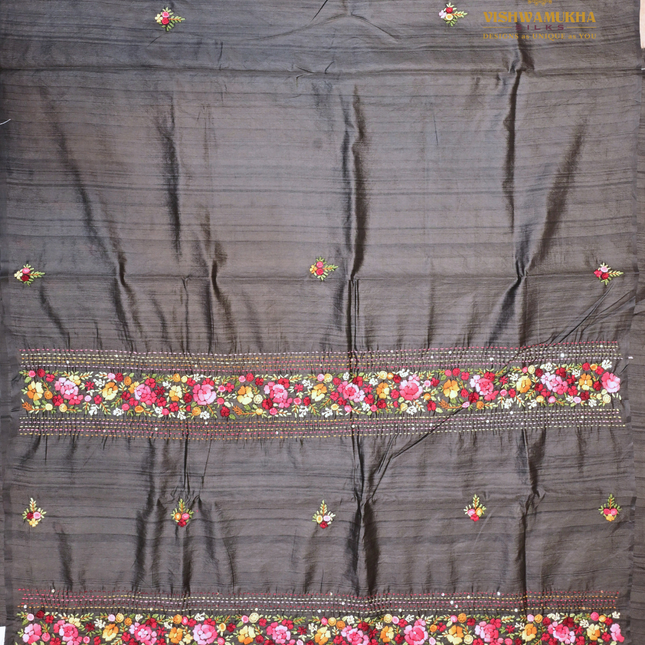 Semi Tussar-VSST8C Charcoal Grey
