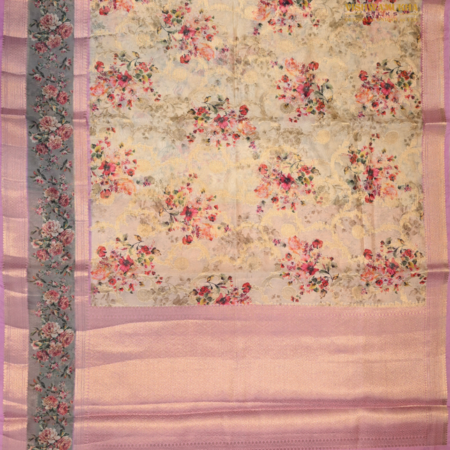 Semi Chiniya Silk Sarees-VSCS1C Cream