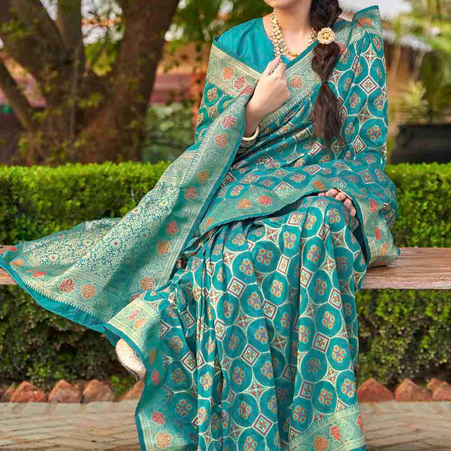 Navy Blue Wedding Zari Woven Soft Banarasi Silk Saree