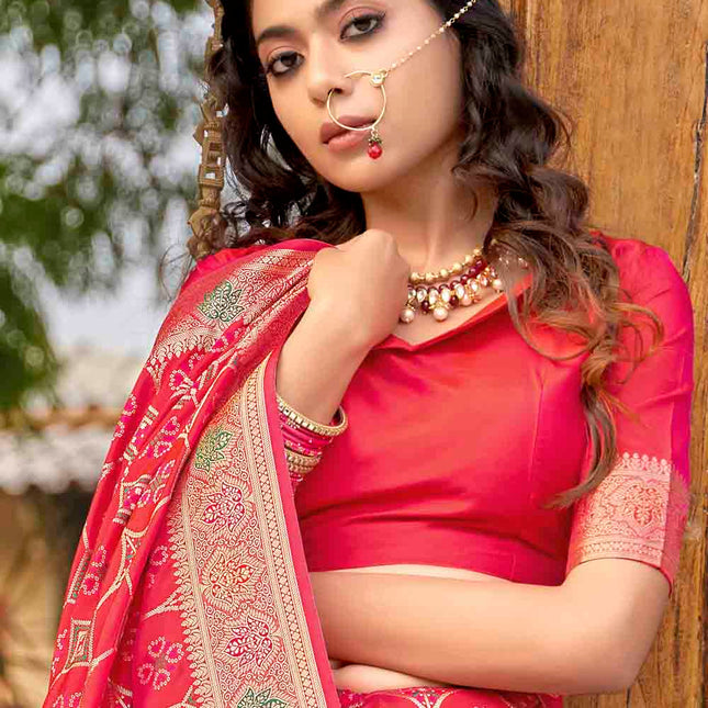 Baby Pink Wedding Zari Woven Soft Banarasi Silk Saree