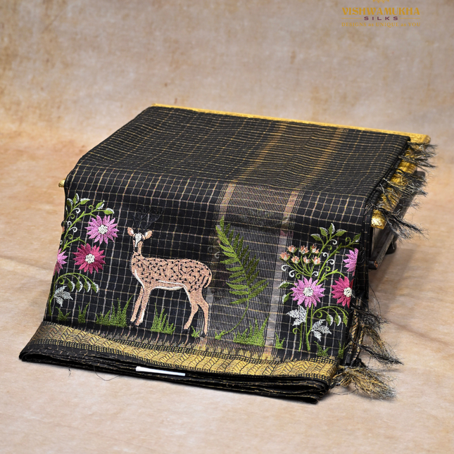 Chanderi saree-VSC31 Black (2)