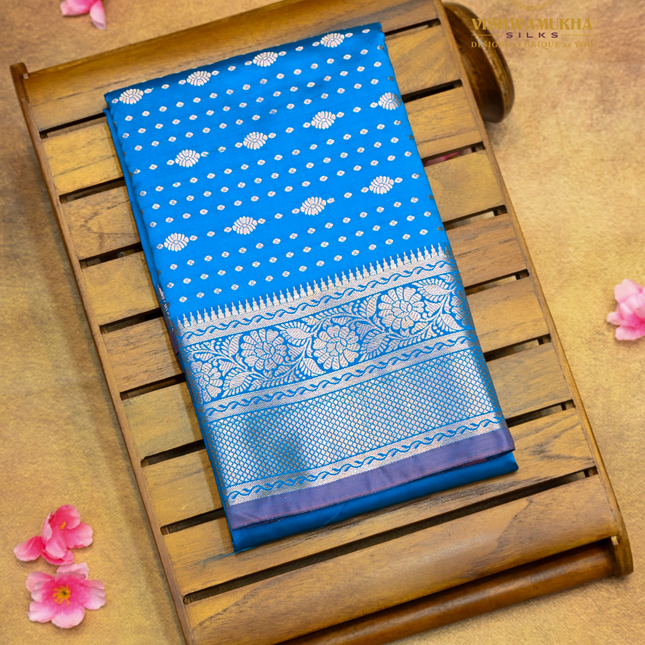 Semi Soft Pattu-VSSP52G Sky Blue