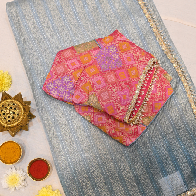 Crushed Organza Sarees-VSOF07