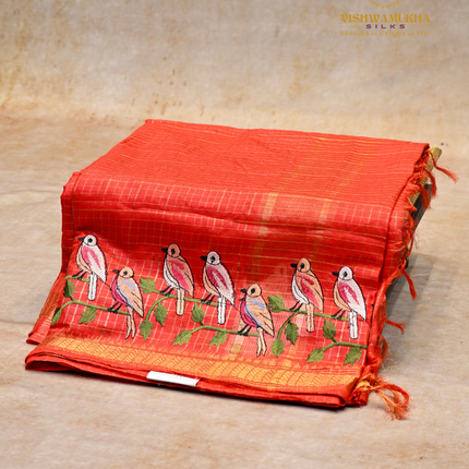 Chanderi saree-VSC34 Tomato (2)