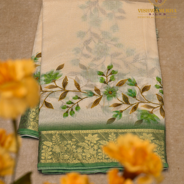 Chanderi Kantha Work-VSC7 Green