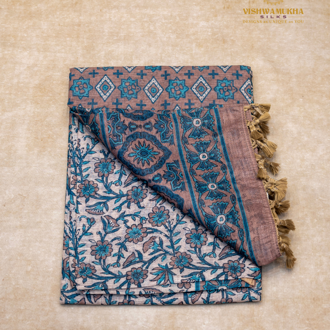 Linen Sarees-VSL15 Chiku